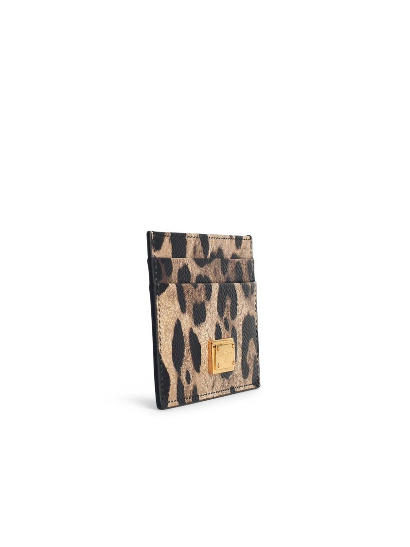 Dolce & Gabbana 'Dauphine' Leopard Print Leather Card Holder