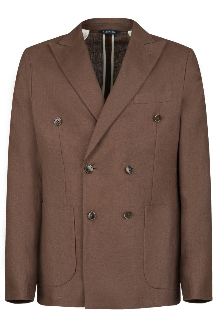 Gazzarrini X Michele Franzese Double-Breasted Linen Blazer With Peak Lapels