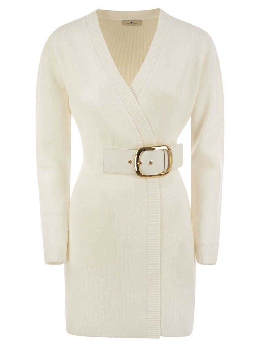 Elisabetta Franchi Viscose Manteau Dress With Maxi Buckle