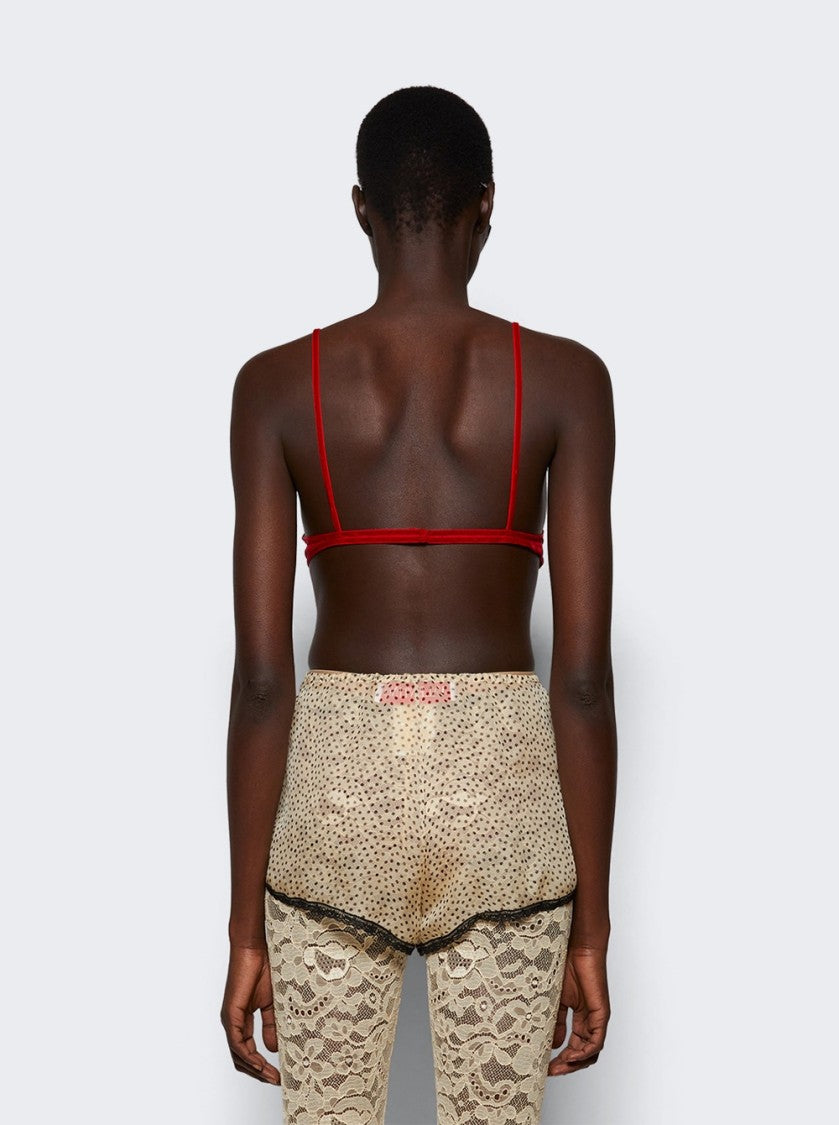 Valentino Silk Red Bra With Bow Detailing And Adjustable Straps