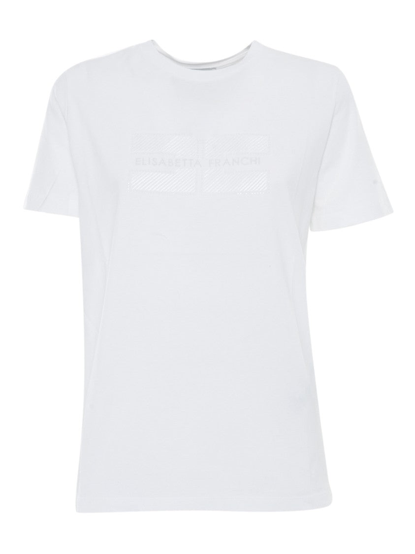 Elisabetta Franchi White T-Shirt With Classic Crew Neck