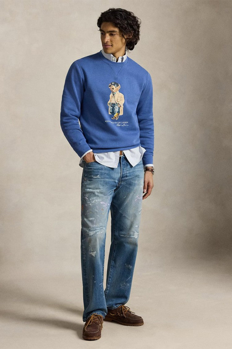 Polo Ralph Lauren Blue Teddy Bear Graphic Crew-Neck Sweatshirt