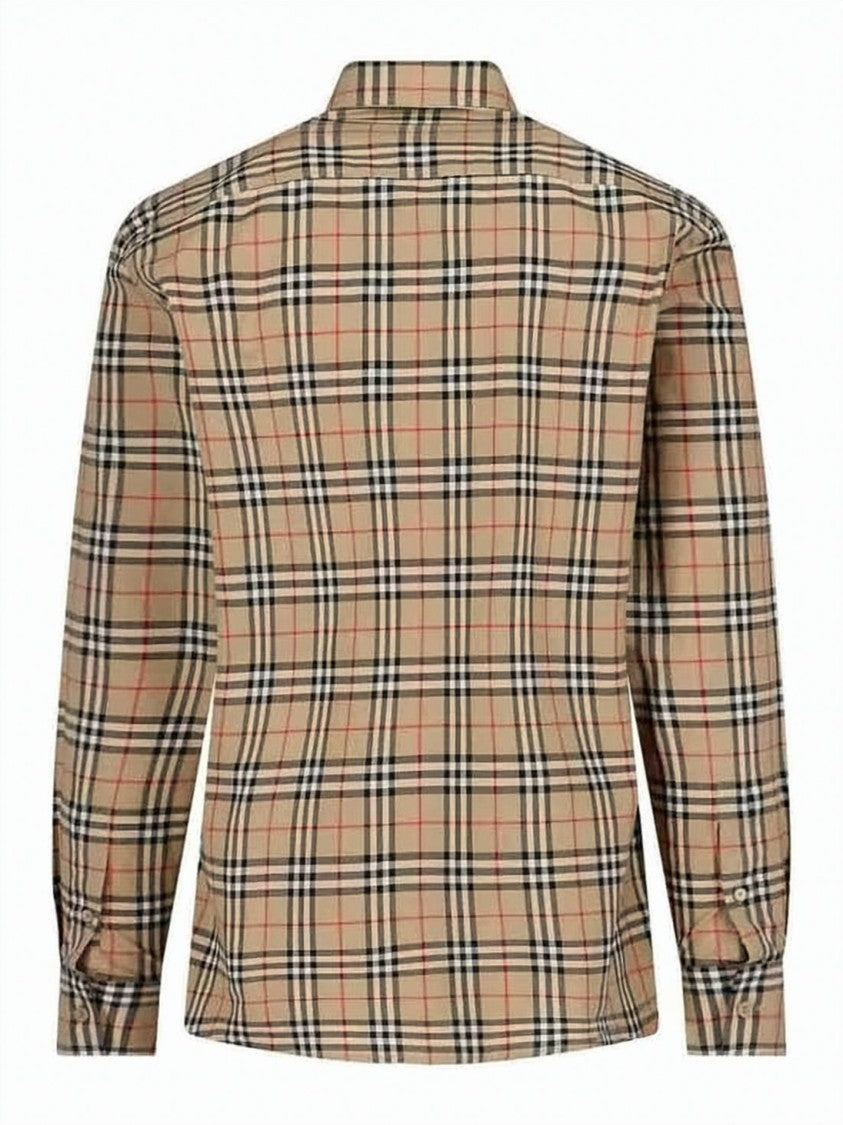 Burberry Check Pattern Long-Sleeved Button-Up Shirt