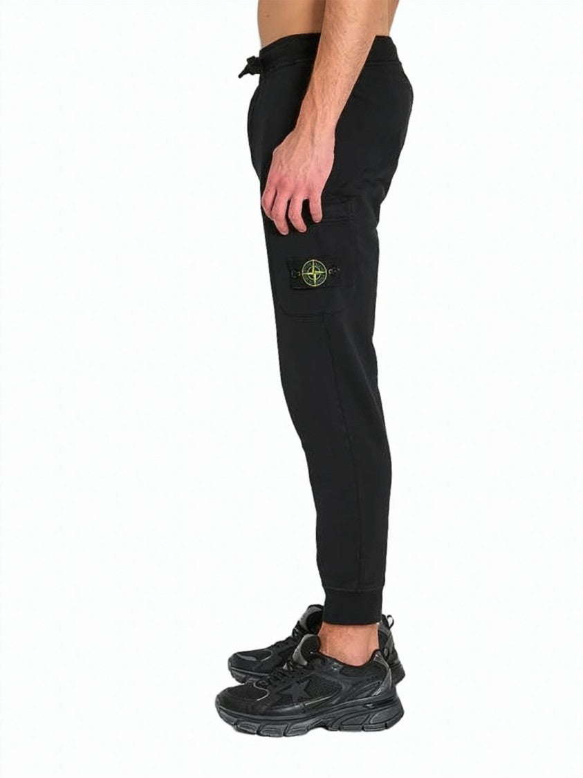 Stone Island Straight Fit Cargo Pants With Ribbed Cuffs And Drawstring Waistband