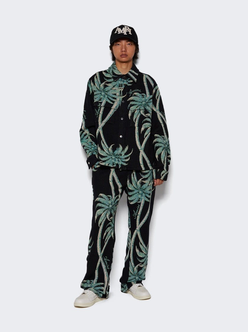 Amiri Palm Tapestry Flare Pant Black