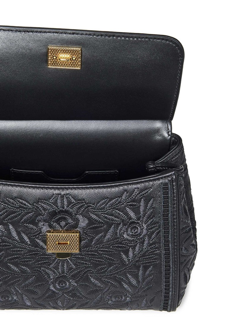 Dolce & Gabbana Medium Sicily Handbag In Black Plongè Nappa