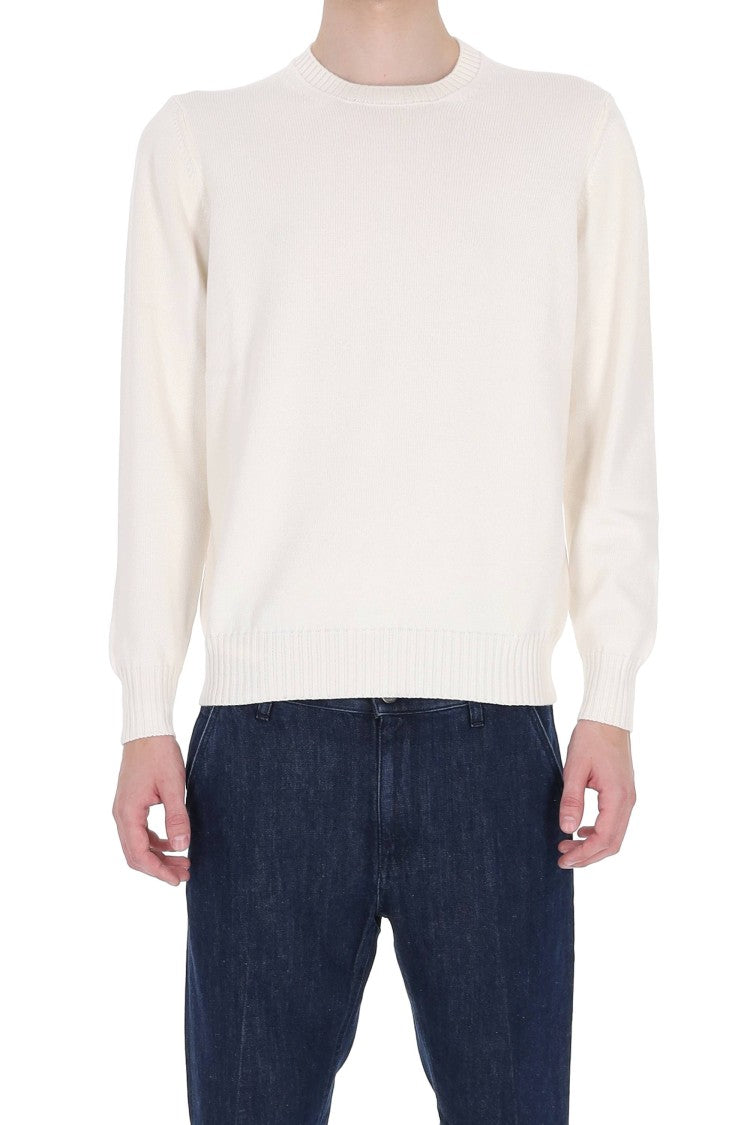 Drumohr White Gauge 8 Cotton Crewneck Sweater