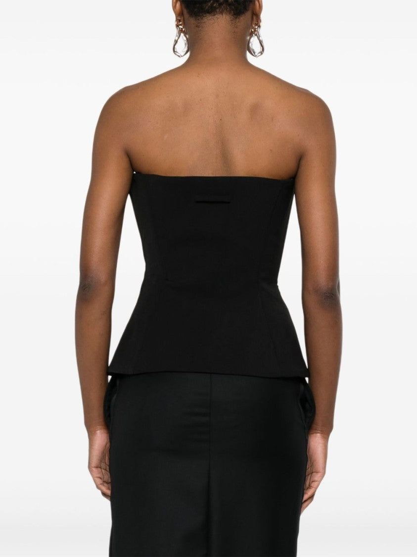 Jean Paul Gaultier Black Strapless Boning Detail Top