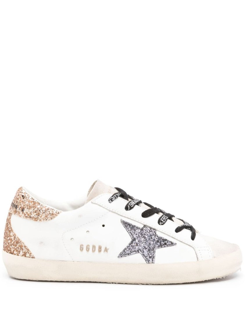 Golden Goose Super-Star Glitter-Detailed Leather Sneakers