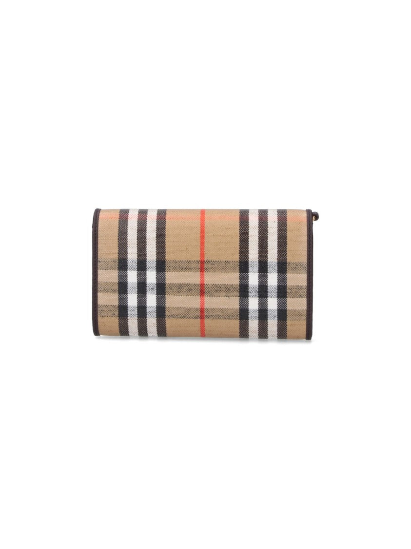 Burberry Highlands Chain Wallet With Check Motif – Beige
