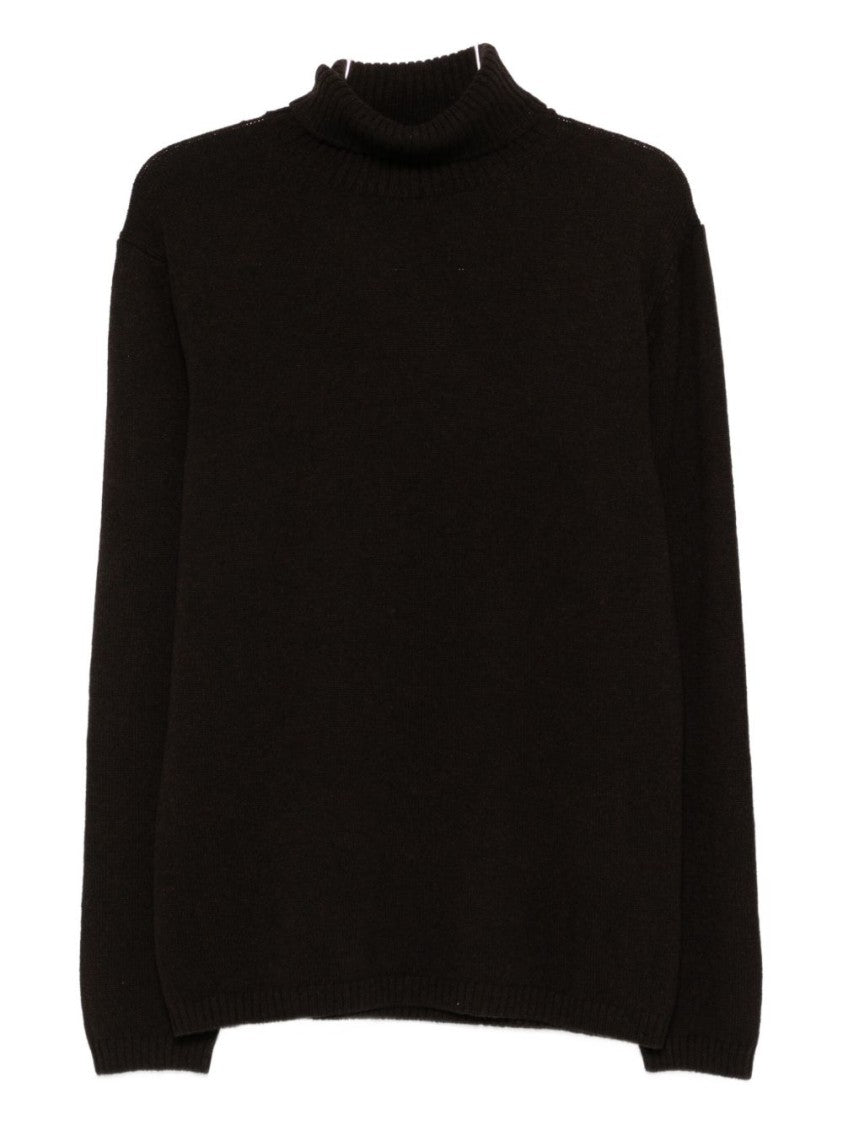 Daniele Fiesoli Brown High Ribbed Mock Neck Sweater