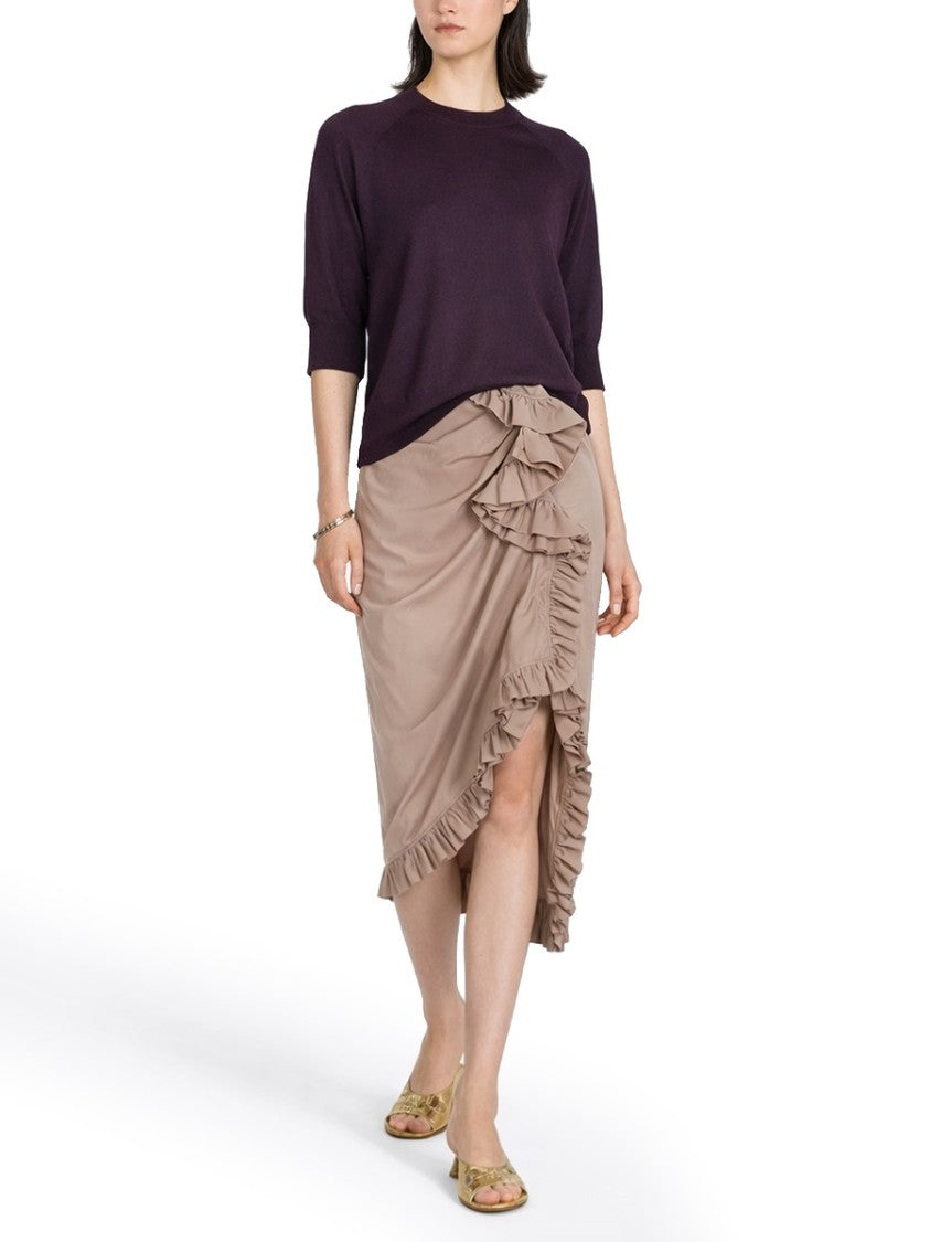 Dries Van Noten Neutrals Sina Asymmetrical Ruffled Cotton Midi Skirt