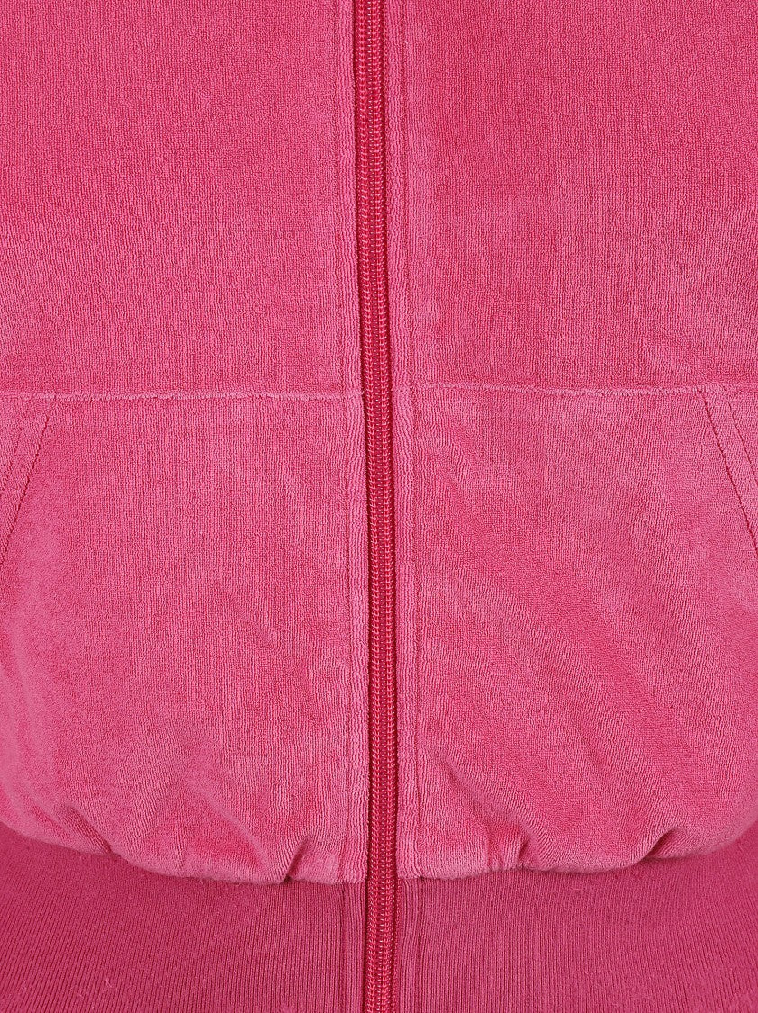 Balenciaga Cropped Pink Velvet Hoodie