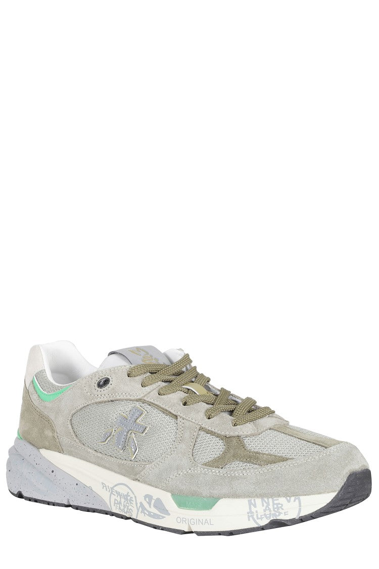 Premiata Gray Mase Iconic Side Design Leather Sneakers