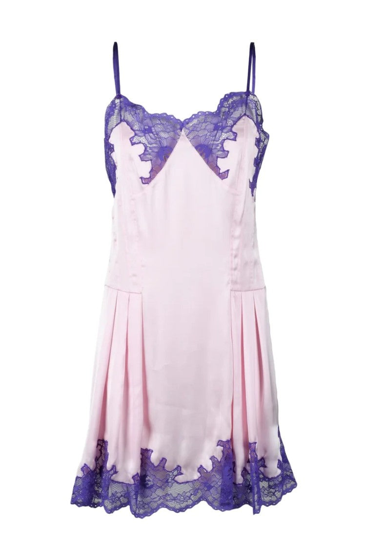 Paco Rabanne Lace-Trim Pink Mini Dress
