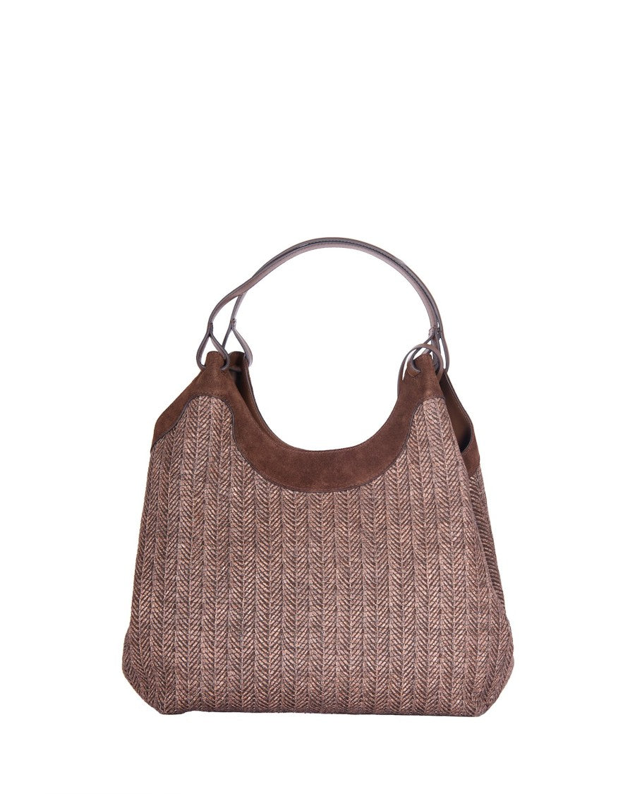 Gianni Chiarini Herringbone Pattern Shoulder Bag With Suede