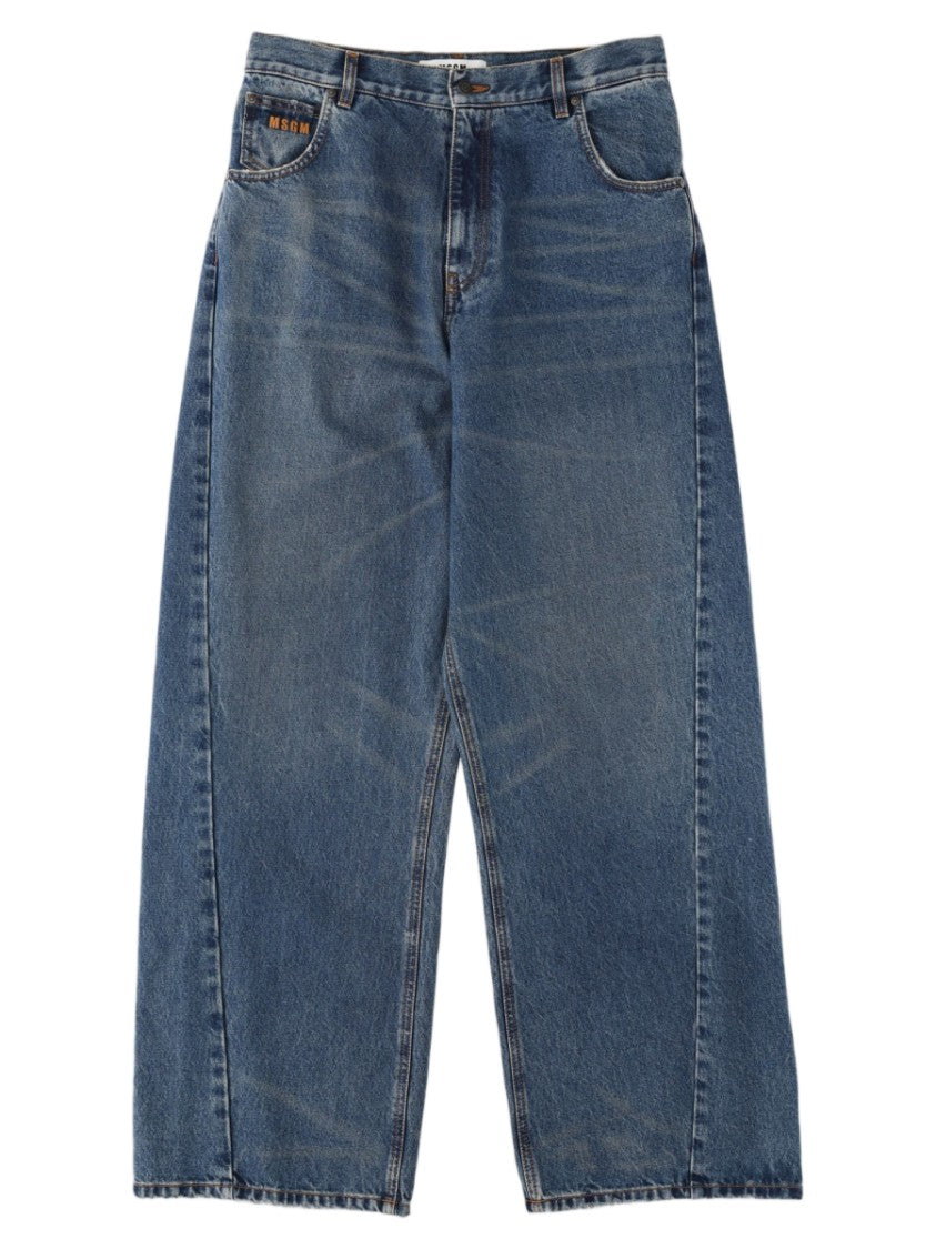 Msgm Relaxed Wide-Leg Five-Pocket Denim Jeans