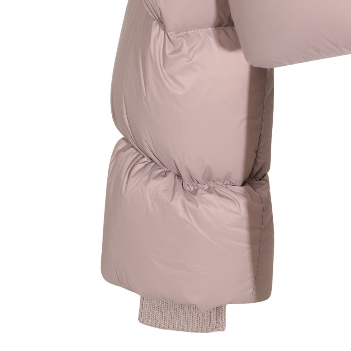 Rick Owens Cropped Puffer Coat With Oversized Collar And Matte Finish