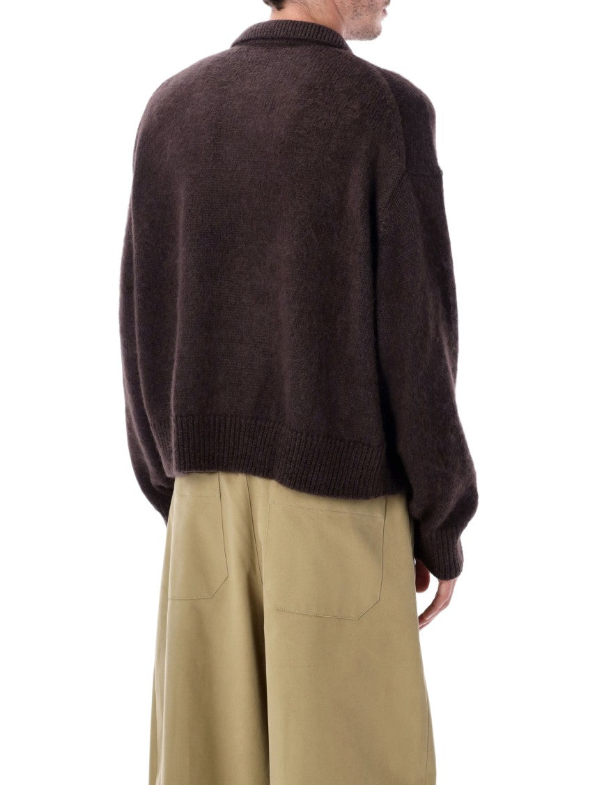 Studio Nicholson Dune Brown Superkid Mohair Polo Sweater