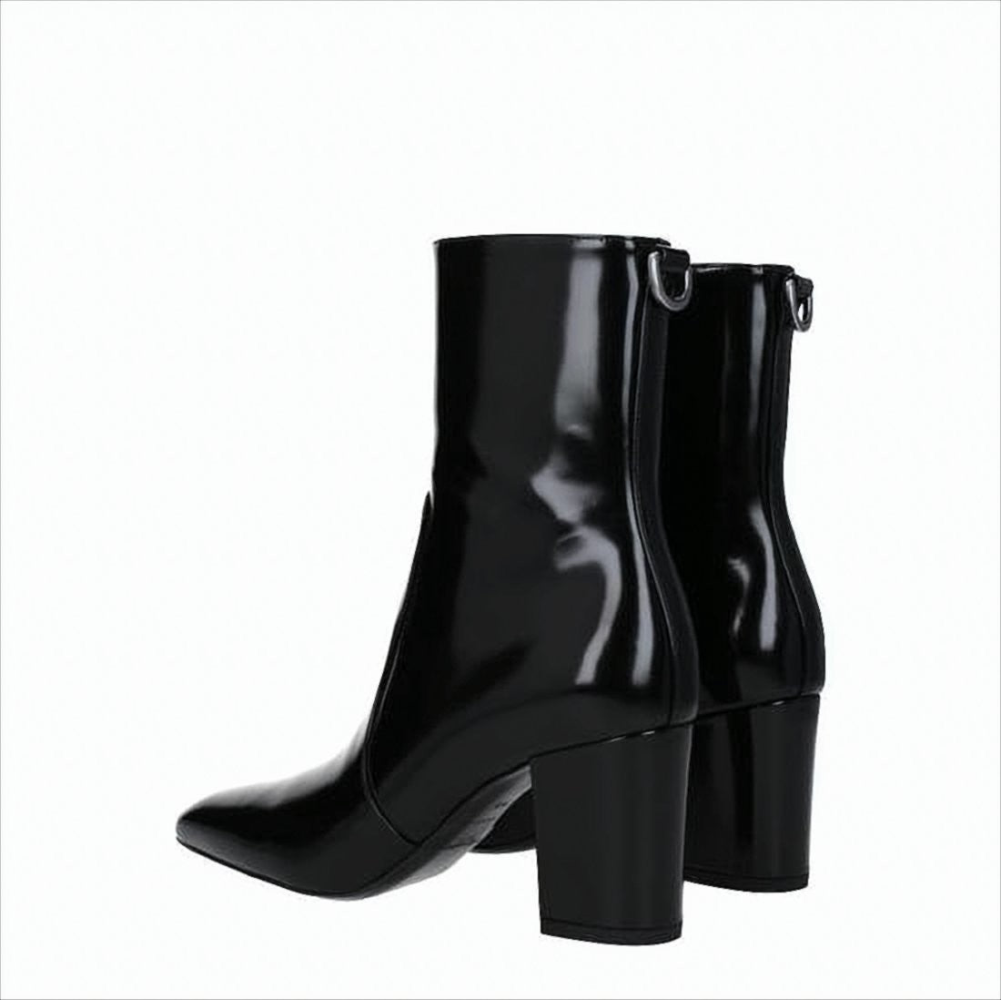 Saint Laurent Leather Ankle Boots With Pointed Toe