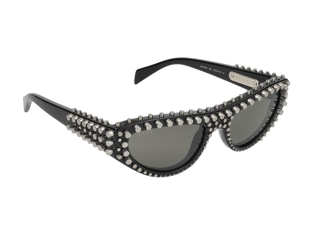 Gucci Black Silver-Tone Embellishments Cat-Eye Sunglasses