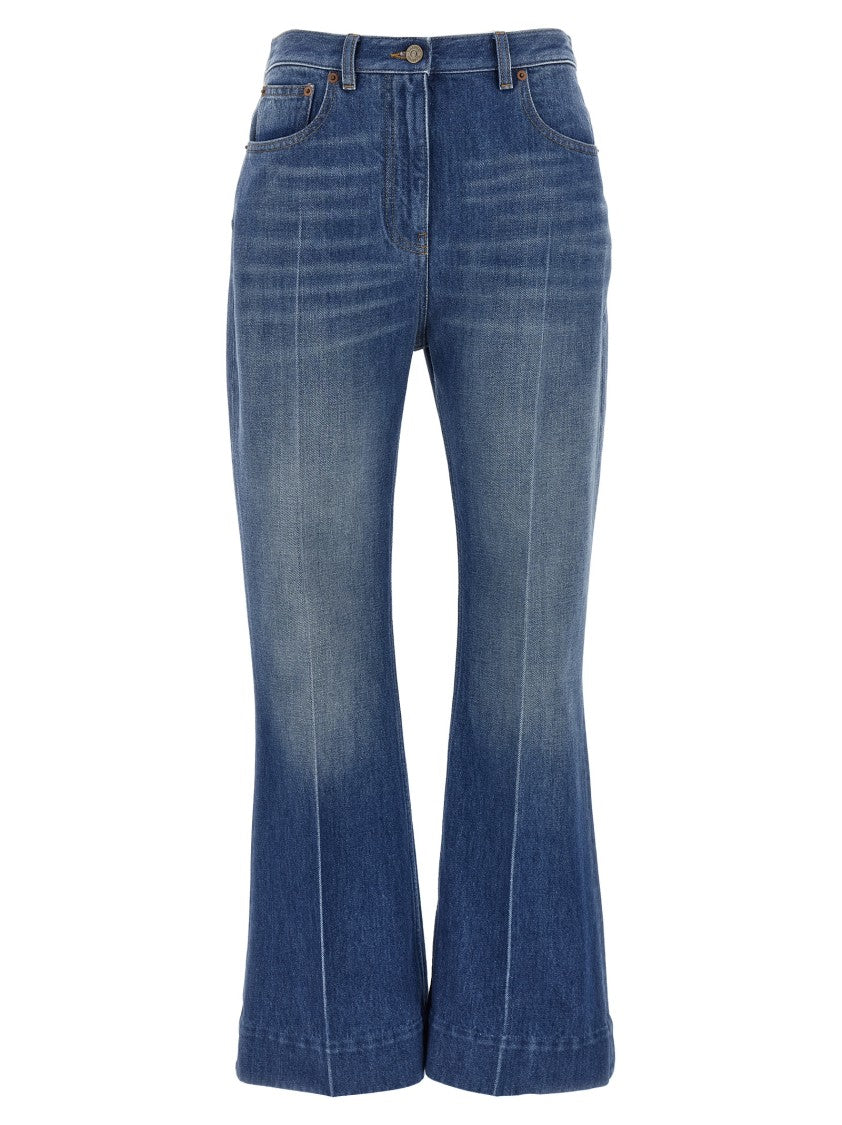 Valentino Garavani Delavé Effect Flared Denim Jeans
