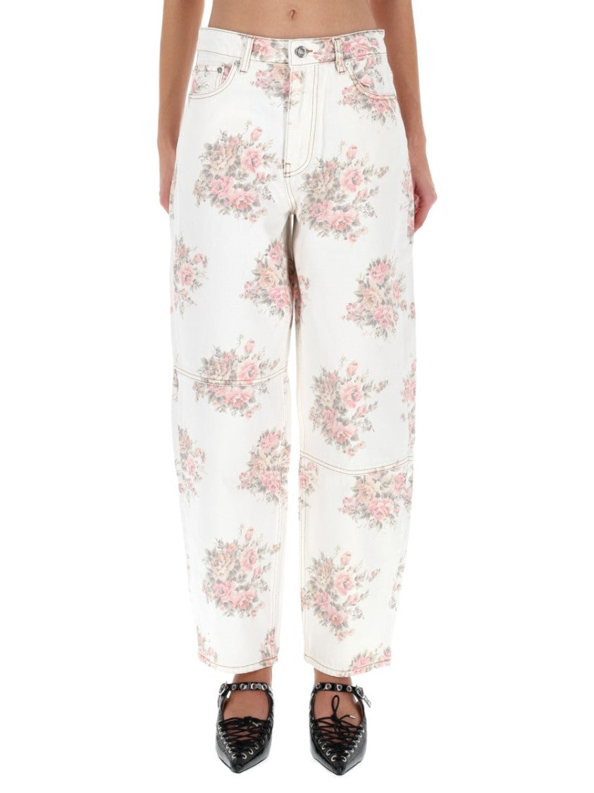 Ganni Relaxed Fit Floral Print Jeans