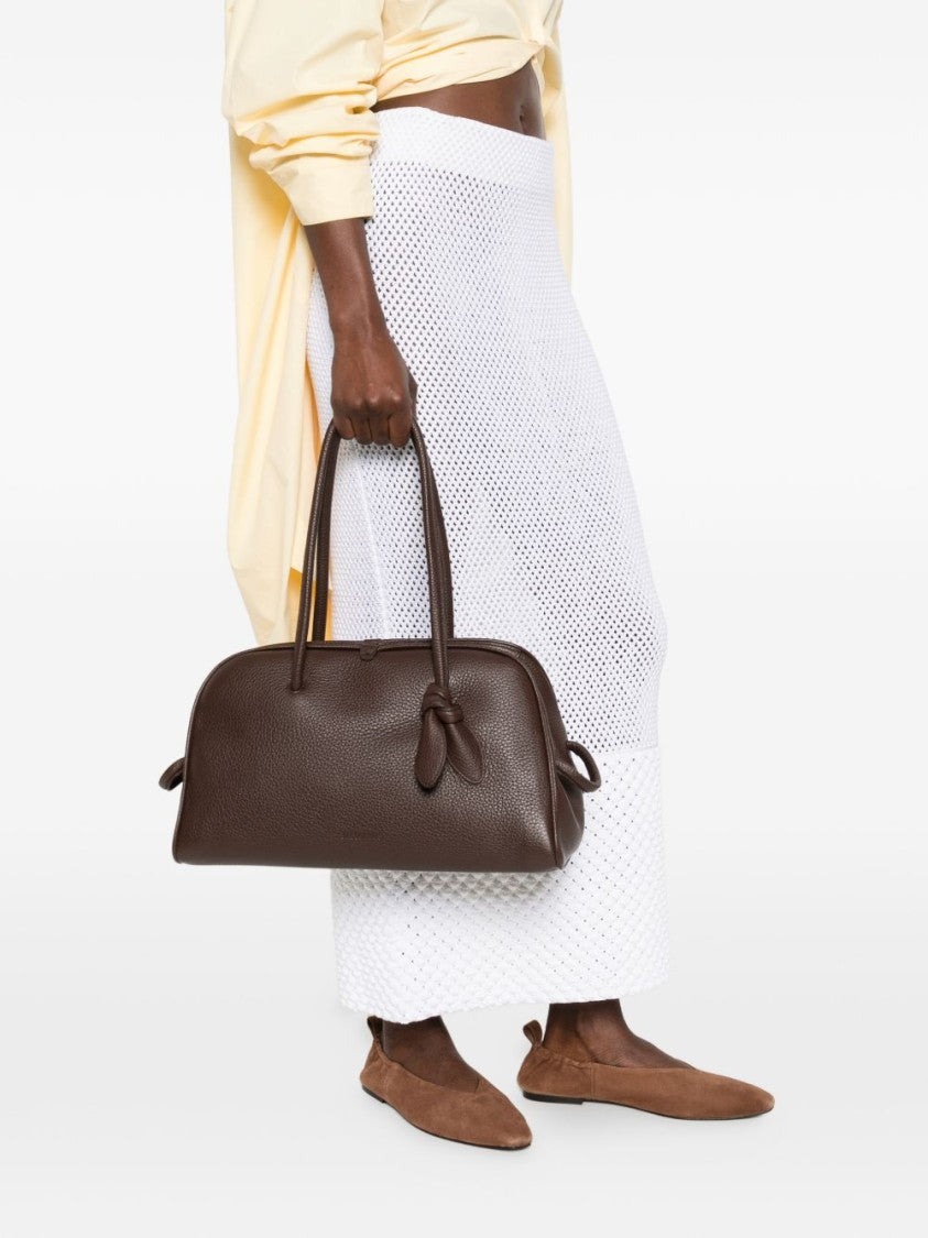 Jacquemus Dark Brown Grained Knot Detail Bag