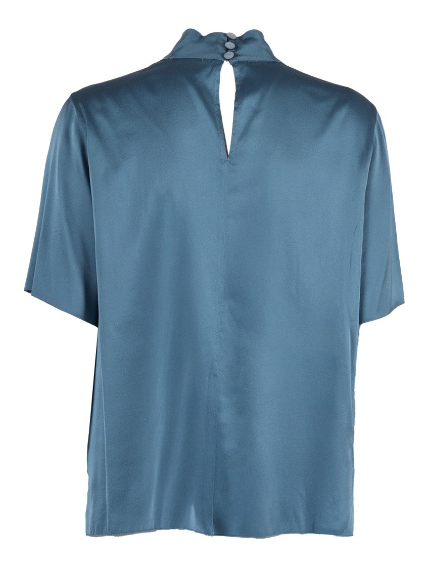 Forte Forte Heavyweight Stretch Silk Satin Short-Sleeved Top