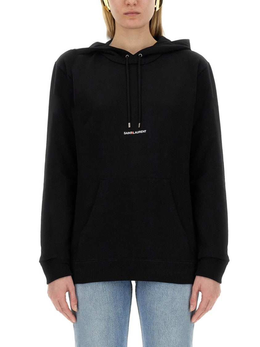 Saint Laurent Relaxed Fit Hoodie With Iconic Logo Print