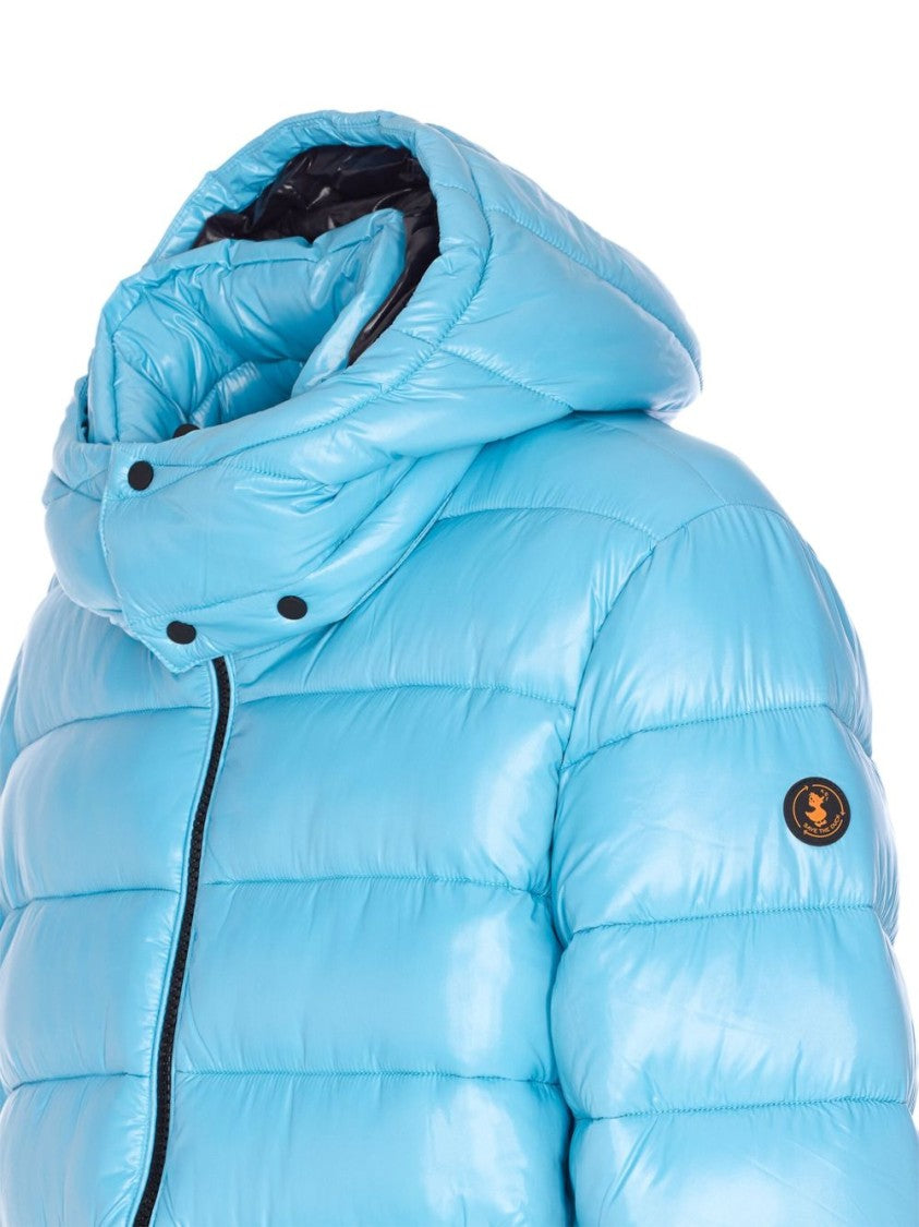 Save The Duck Bay Blue Glossy Finish Puffer Jacket