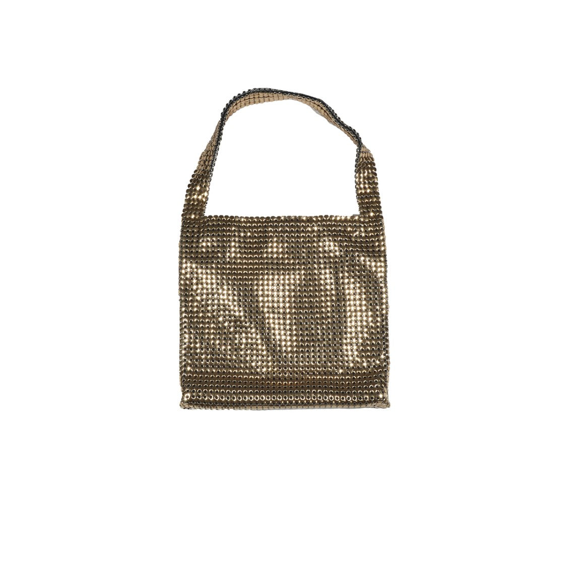 Rabanne Square Metallic Gold Shoulder Bag With Fixed Handle