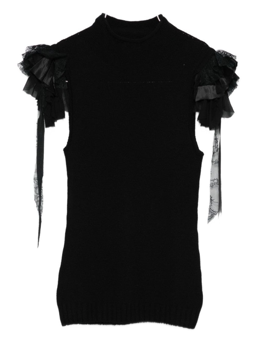 Alberta Ferretti Sleeveless Top With Ruffled Tulle Detailing