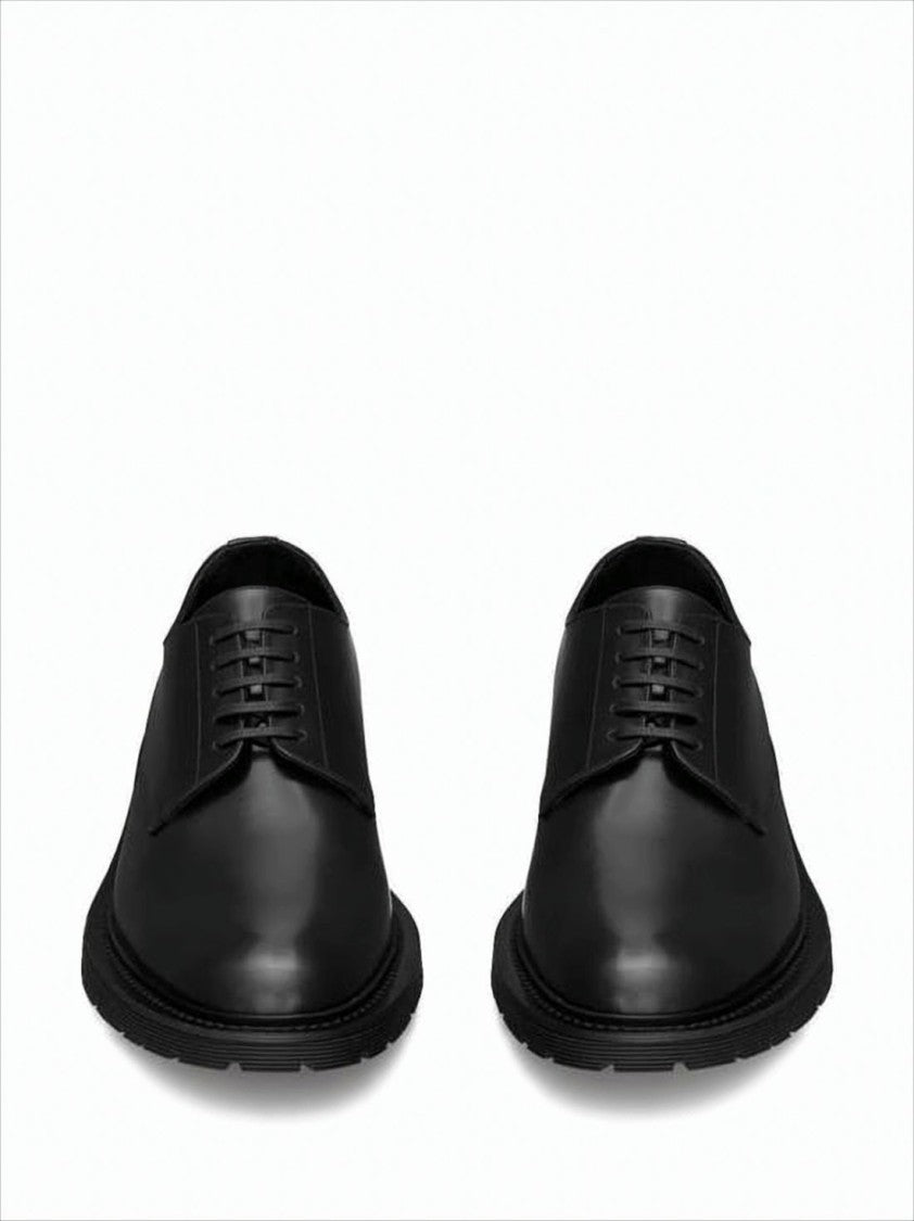 Saint Laurent Polished Black Calf Leather Lace-Up Shoes