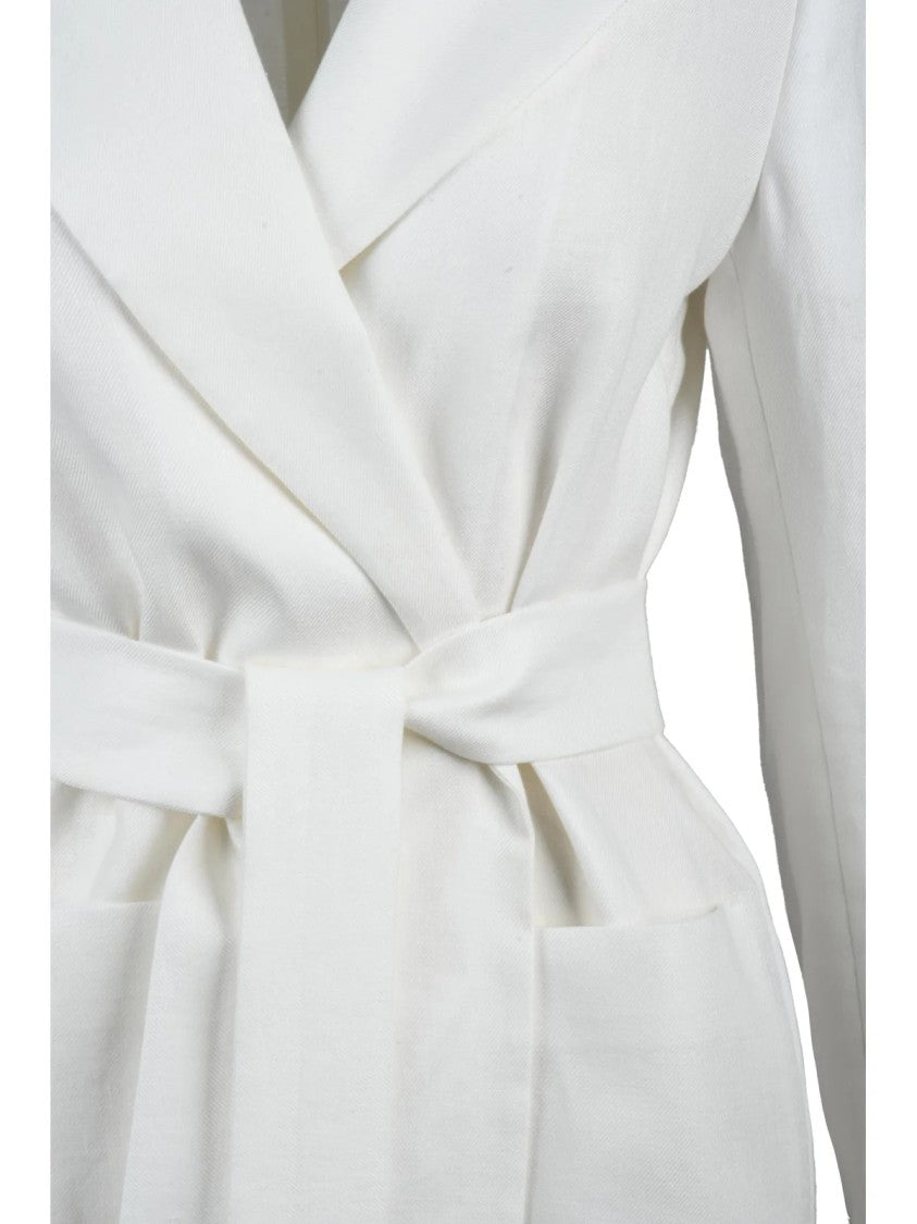 Tagliatore White Linen Duster Coat
