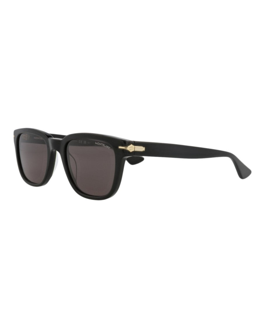 Montblanc Square-Frame Recycled Acetate Sunglasses With Distinctive Gold Accents