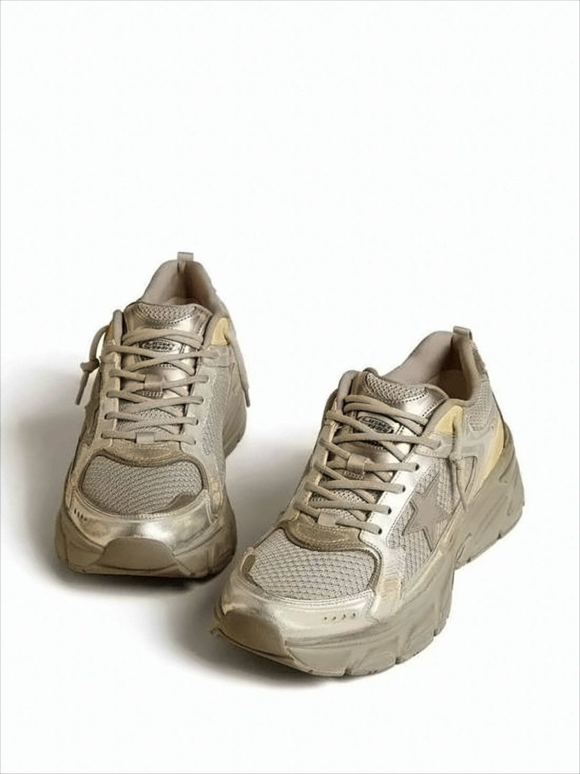 Golden Goose Neutrals Sneakers With Textured Star Detail