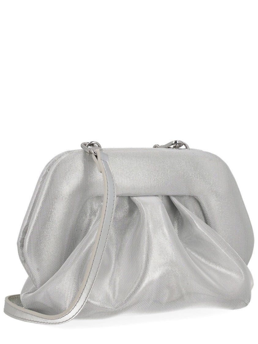 Themoirè Neutral Bios Gathered Metallic Pochette Handbag