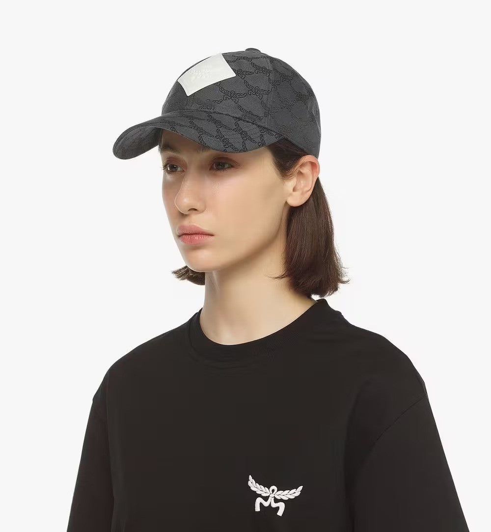 Mcm Double-Dyed Denim Jacquard Cap With Lauretos Monogram