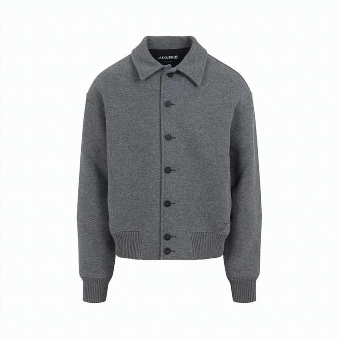 Jacquemus Button-Up Grey Wool Blend Jacket