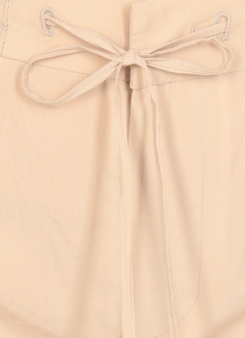 Pt Torino Relaxed-Fit Beige Cotton Pants With Elastic Waist