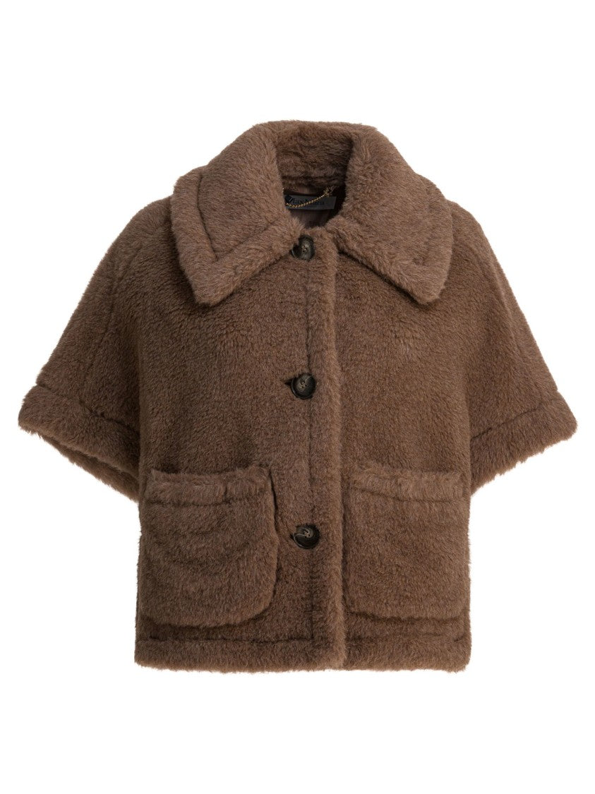 Max Mara Teddy Fabric Cape With Boxy Silhouette