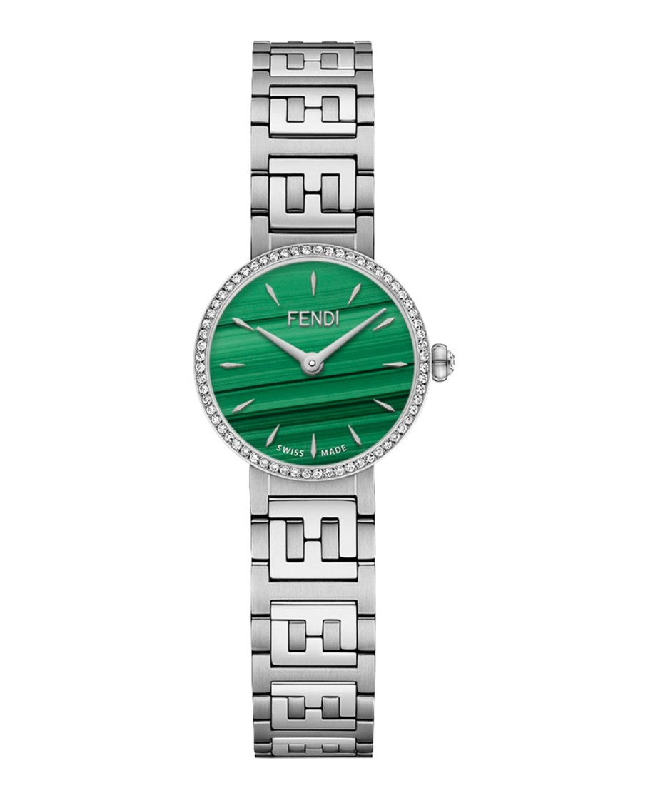 Fendi Fendi Diamond-Embellished Watch With Green Malachite Dial