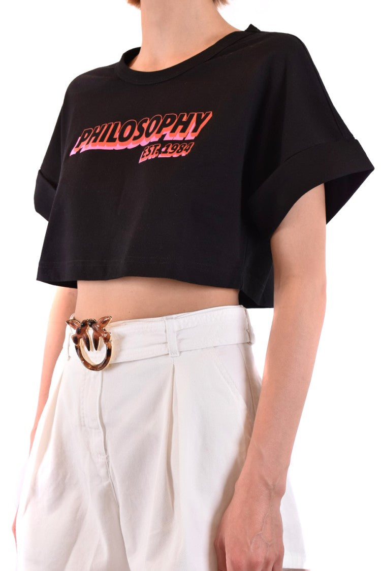 Philosophy Di Lorenzo Serafini Boxy-Cropped T-Shirt With Bold Gradient Graphic
