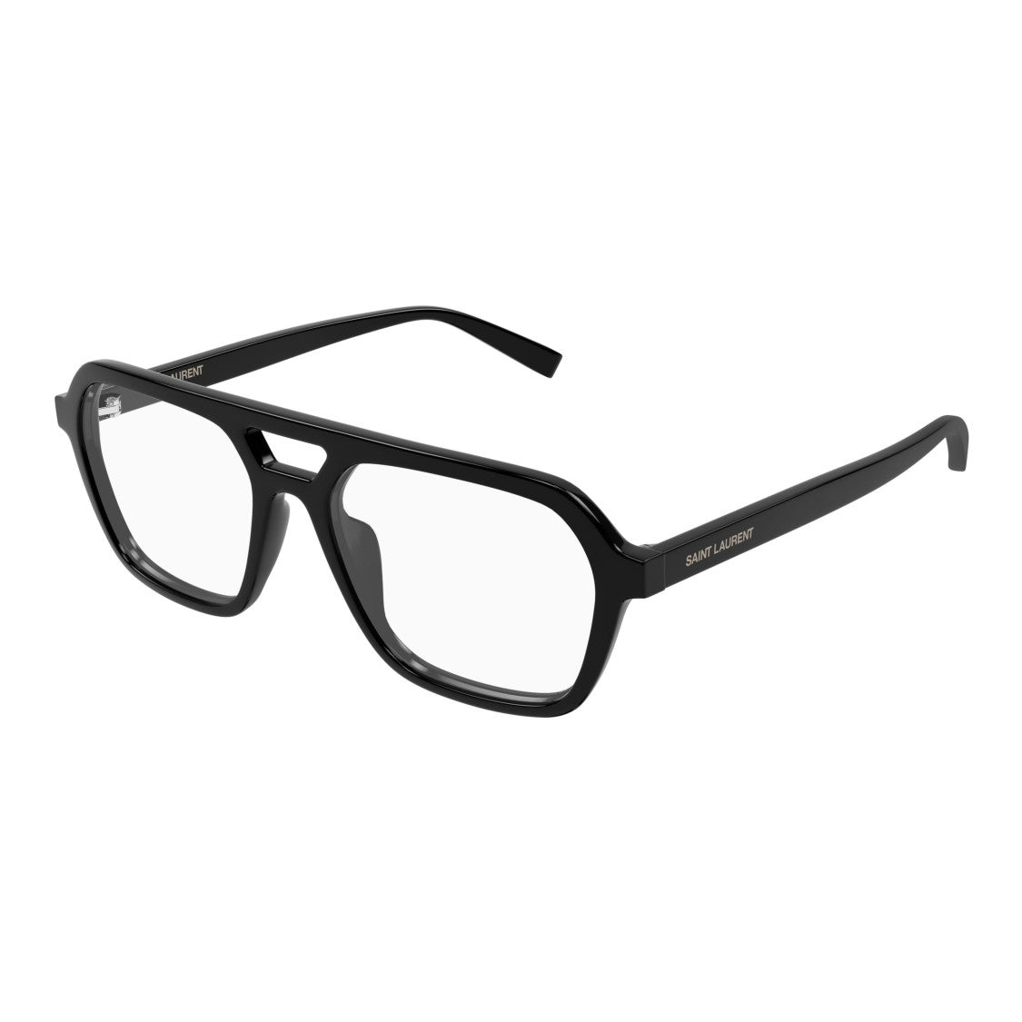 Saint Laurent Geometric Double-Bridge Eyeglasses In Recycled Acetate