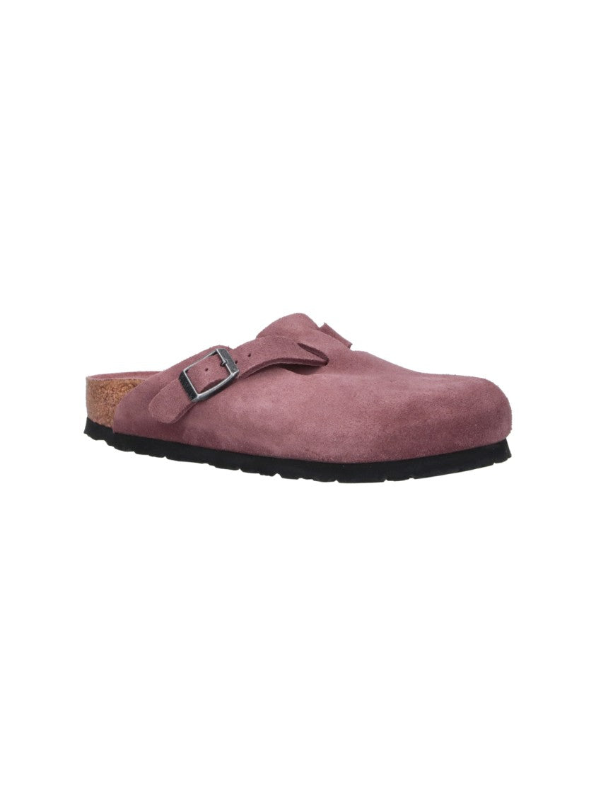 Birkenstock Beige Boston Calfskin Suede Mules
