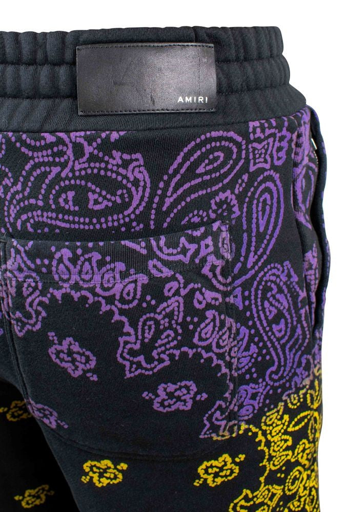 Amiri Printed Black Cotton Shorts With Bandana Design