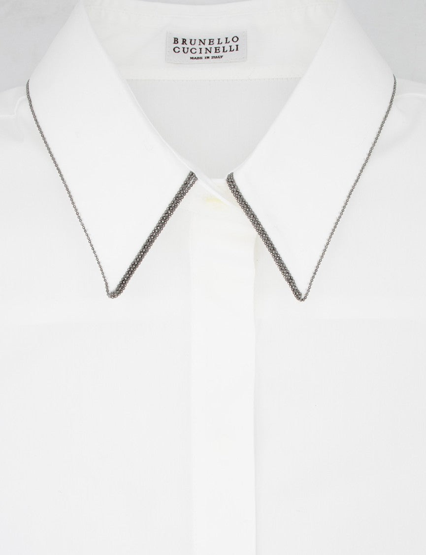 Brunello Cucinelli Sleeveless Cotton Poplin Shirt With Refined Collar