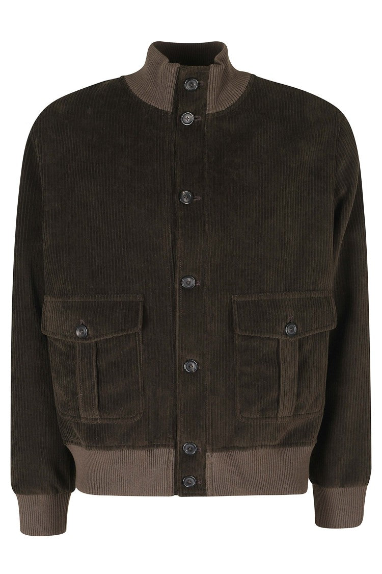 Circolo 1901 Mud Velvet High Neck Ribbed Trim Cotton-Blend Jacket