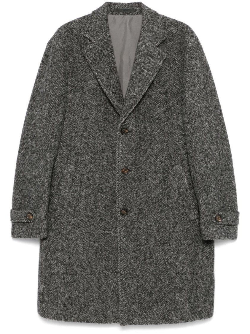 Eleventy Herringbone Coat With Front Button Fastening